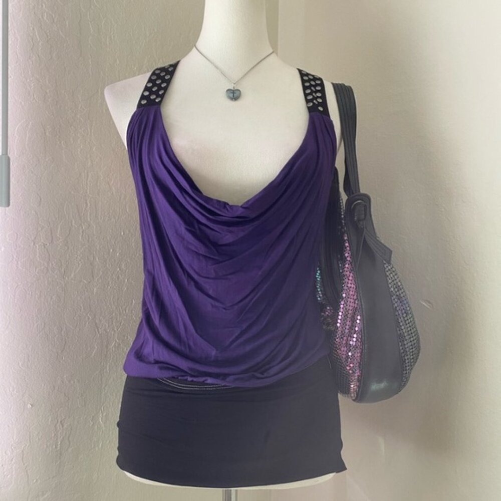 Purple Sleeveless Top with Studded Straps
